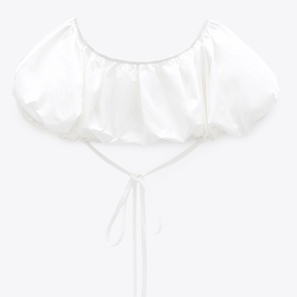 NWT ZARA over the shoulder balloon sleeve cropped top - Picture 4 of 9